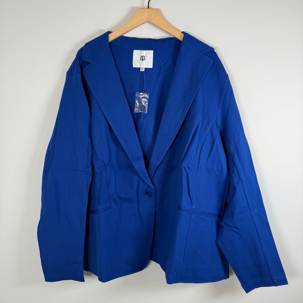 NWOT Betabrand Transcendent Button Front Blazer Jacket Plus Size 3X Royal Blue